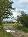 Orthodox monastery on the banks of the Klyazma river. Royalty Free Stock Photo