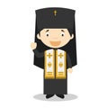 Orthodox Patriarch cartoon character. Vector Illustration.