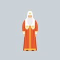 Orthodox Patriarch in red soutane, representative of religious confession vector Illustration