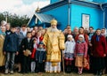 Orthodox priest with parishioners