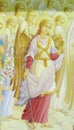 Orthodox religious christian painting of angels on church wall Royalty Free Stock Photo