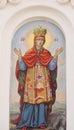 Orthodox religious christian painting of saints on church wall Royalty Free Stock Photo