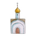 Orthodox russian church Watercolor image Royalty Free Stock Photo