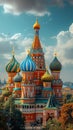 Orthodox Russian Onion Domes Against a Blurred Sky The domes meld with the clouds