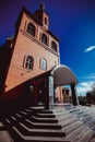 Orthodox Russian temple with golden domes Royalty Free Stock Photo