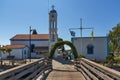 Orthodox Saint Nicholas Monastery located on two islands in Porto Lagos near town of Xanthi, Greece Royalty Free Stock Photo