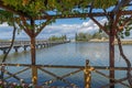 Orthodox Saint Nicholas Monastery located on two islands in Porto Lagos near town of Xanthi, Greece Royalty Free Stock Photo