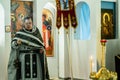 Orthodox service in one of the temples of Kaluga region (Russia) 25 March 2016. Royalty Free Stock Photo