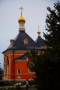 Orthodox temple in the Optina Monastery of the Deserts. Royalty Free Stock Photo