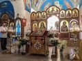 Orthodox worship in the Christian Church in Kaluga region of Russia. Royalty Free Stock Photo