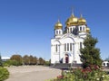 Orthodoxy Church Temple with golden domes Royalty Free Stock Photo