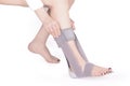 Orthopedic Ankle Brace. Medical Ankle Bandage. Royalty Free Stock Photo