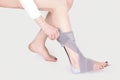 Orthopedic Ankle Brace. Medical Ankle Bandage.