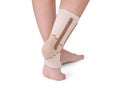 Orthopedic Ankle Brace. Medical Ankle Bandage. Medical Ankle Support Strap Adjustable Wrap Bandage Brace. Injury Royalty Free Stock Photo