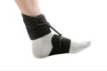 Orthopedic Ankle Brace for sagging foot. Medical Ankle Bandage. Support Strap Adjustable Wrap Bandage Brace foot Pain Relief Sport Royalty Free Stock Photo