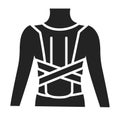 Orthopedic corset glyph black icon. Posture corrector. Isolated vector element