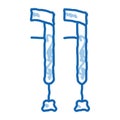 Orthopedic Crutch Medical Equipment doodle icon hand drawn illustration