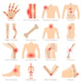 Orthopedic diseases icons set, cartoon style Royalty Free Stock Photo