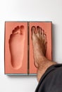 Orthopedic foam footprints or mold measurement from block to create custom made orthotics or orthopedic insoles