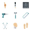 Orthopedic icon set, flat style