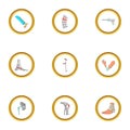 Orthopedic icons set, cartoon style