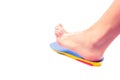 Orthopedic insole and female leg Royalty Free Stock Photo