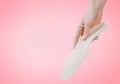 Orthopedic insole isolated on a pink background. Medical insoles. Treatment and prevention of flat feet and foot Royalty Free Stock Photo