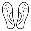 Orthopedic insoles black line icon. Orthotic arch support. Isolated vector element. Outline pictogram for web page, mobile app,