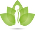 Orthopedics, physiotherapy, person and leaves, medicine logo