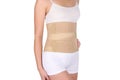 Orthopedic lumbar corset on the human body. Back brace waist support belt for back. Posture Corrector For Back Clavicle Spine.