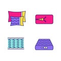 Orthopedic mattress color icons set