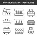 Orthopedic mattress flat line icons