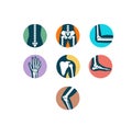 Orthopedic medical human joints and bones icon set Royalty Free Stock Photo