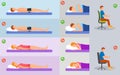 Orthopedic pillow banner concept set, flat style