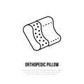 Orthopedic pillow icon, line logo. Flat sign for ergonomic healthy sleeping