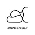 Orthopedic pillow line icon. Vector illustration head on pillow, flat back, neck