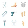Orthopedic prosthetic icon set, flat style