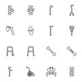 Orthopedic rehabilitation line icons set