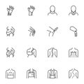 Orthopedic rehabilitation line icons set