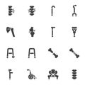 Orthopedic rehabilitation vector icons set