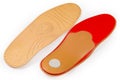 Orthopedic shock absorber insoles with perforated leather coating Royalty Free Stock Photo