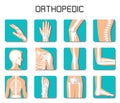 Orthopedic and spine icon set on white background. Royalty Free Stock Photo