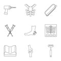 Orthopedic surgery icon set, outline style