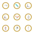 Orthopedic surgery icons set, cartoon style