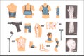 Orthopedic Surgery And Orthopaedics Attributes And Tools Set Of Cartoon Icons With Bandages, X-rays And Other Medical Royalty Free Stock Photo