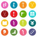 Orthopedics prosthetics icons many colors set