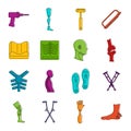 Orthopedics prosthetics icons doodle set