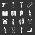 Orthopedics prosthetics icons set grey vector