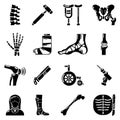 Orthopedist bone tools icons set, simple style Royalty Free Stock Photo