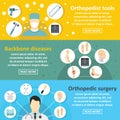 Orthopedist care banner horizontal set, flat style Royalty Free Stock Photo